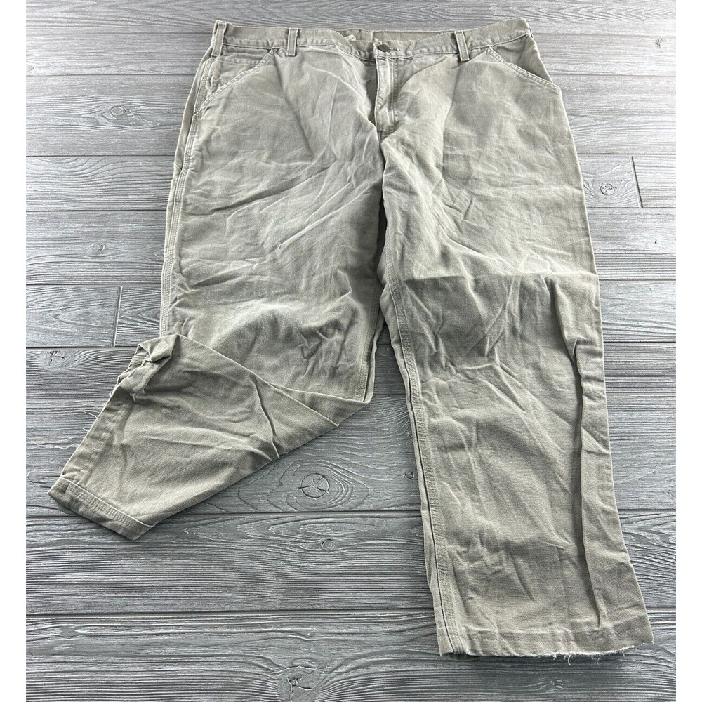 Vtg Carhartt Duck Canvas Pants 42x30 B11 DES Dungaree Fit Carpenter Beige Mens